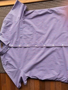 Foundry Men's Red & Blue Gingham Button-Up short sleeve Shirt